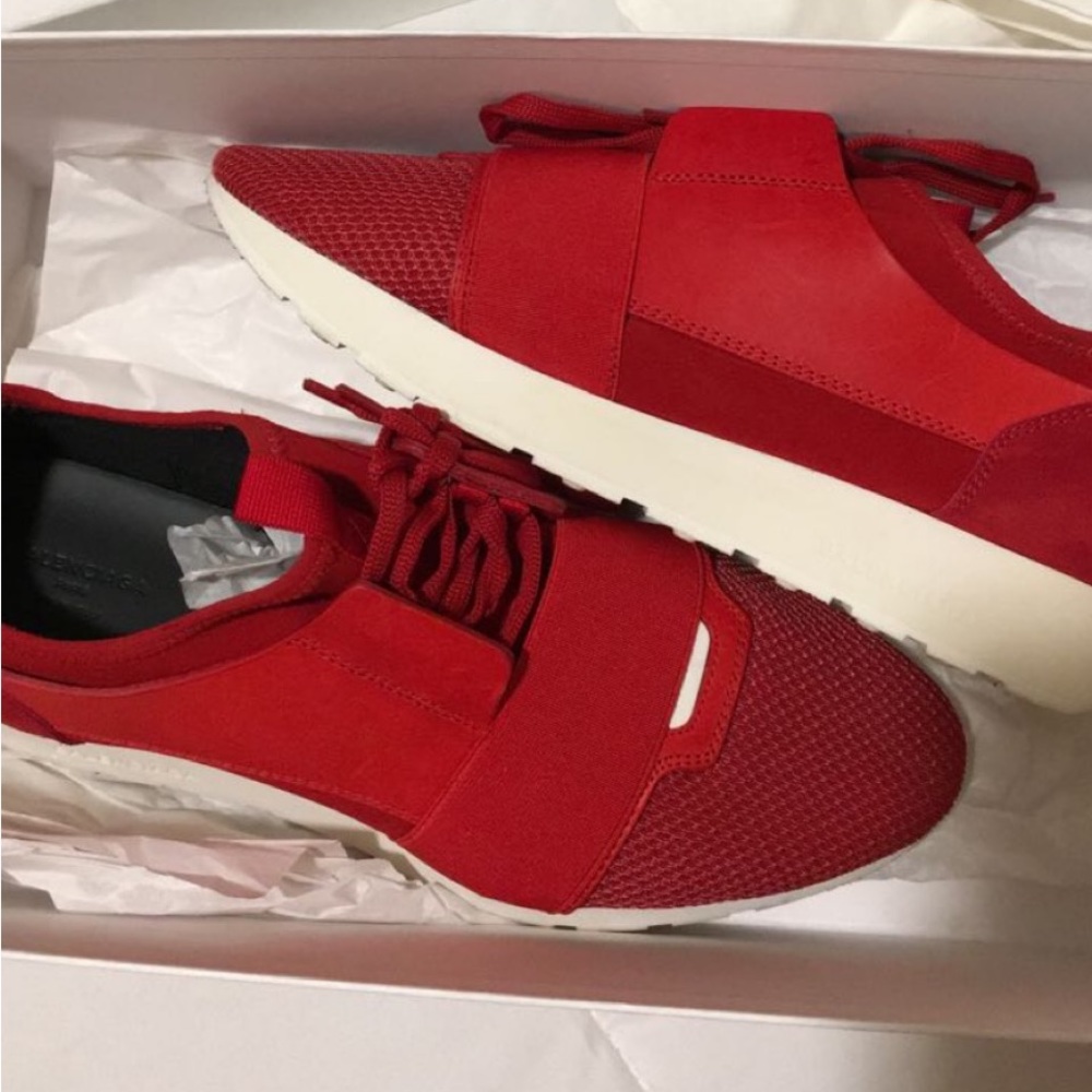 Red Balenciaga runners